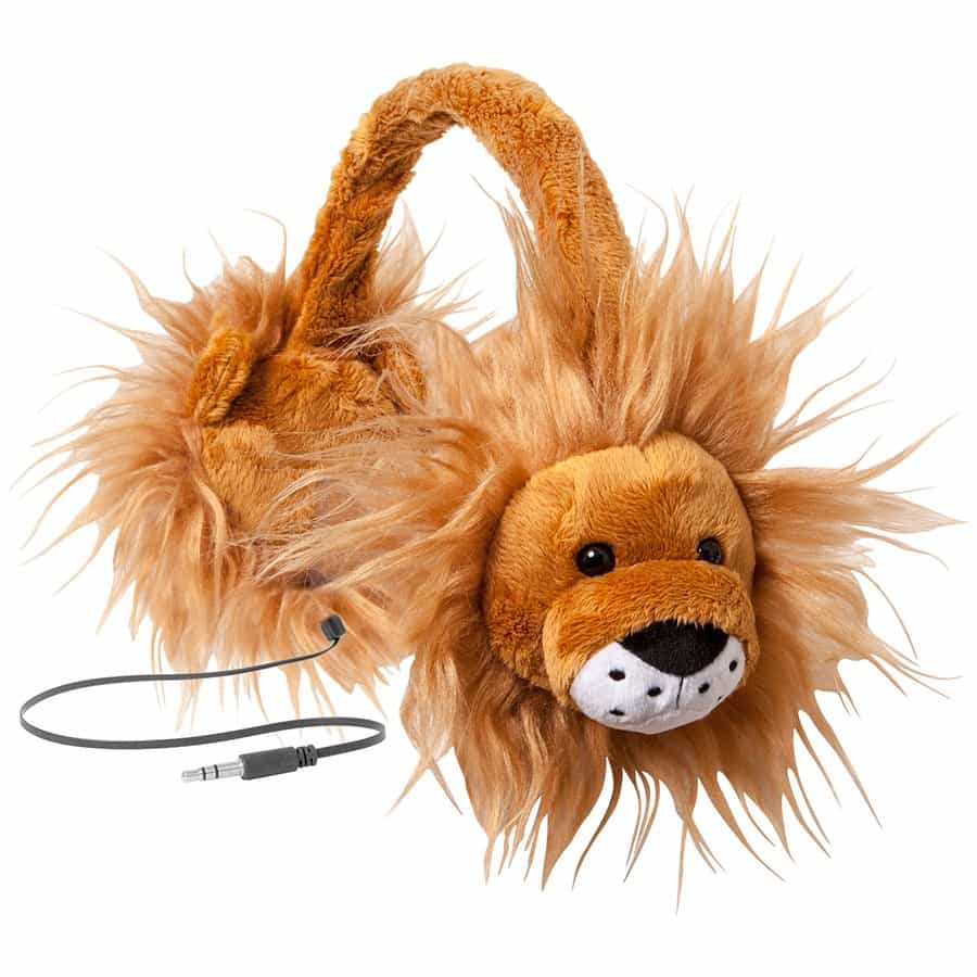 Animalz Furry Retractable Volume Limiting Over-the-Ear Headphones - Lion