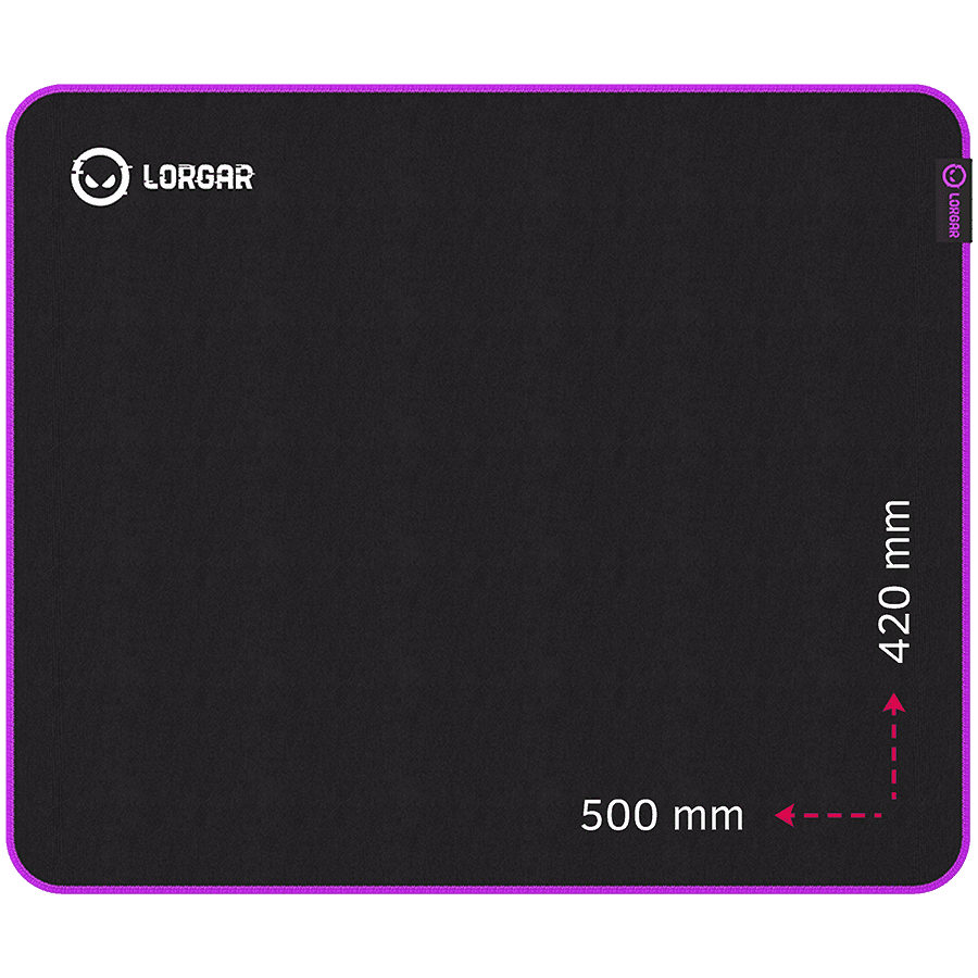 Lorgar Main 315, Gaming mouse pad, High-speed surface, anti-slip rubber base, size: 500mm x 420mm x 3mm, weight 0.39kg