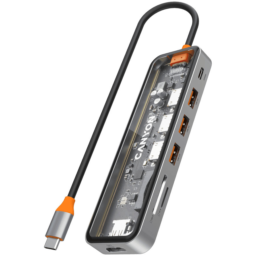CANYON hub DS-13 7in1 4k USB-C Transparent
