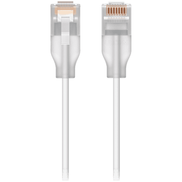 Ubiquiti UACC-Cable-Patch-EL-0.15M-W-24 Nano-thin patch cable with 2.5 GbE and PoE++ support designed to show Etherlighting™ effects, Translucent booted RJ45 for optimal Etherlighting™ brightness, Outer diameter 2.5 mm