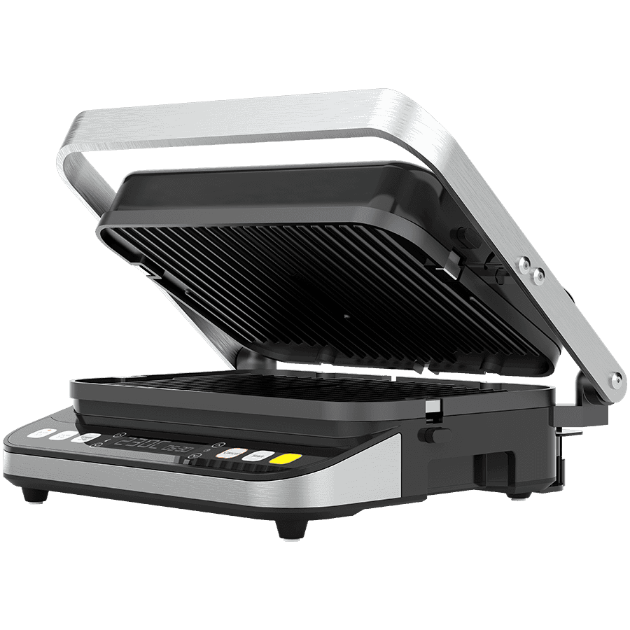 AENO ''Electric Grill EG1: 2000W, 3 heating modes - Upper Grill, Lower Grill, Both Grills Defrost, Max opening angle -180°, Temperature regulation, Timer, Removable double-sided plates, Plate size 320*220mm''