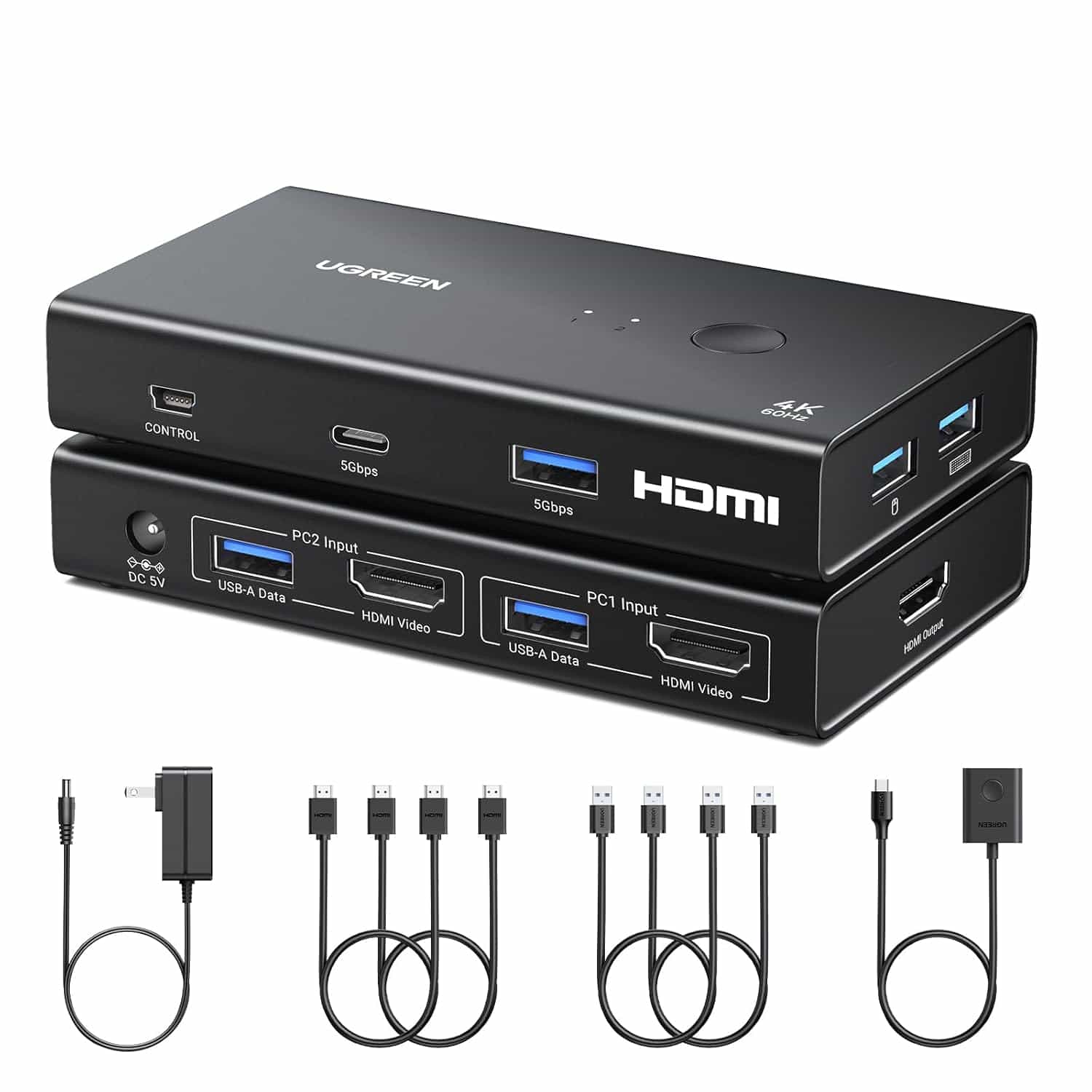 UGREEN 2-In-1 HDMI KVM Switch 4 USB Ports 4K@60Hz