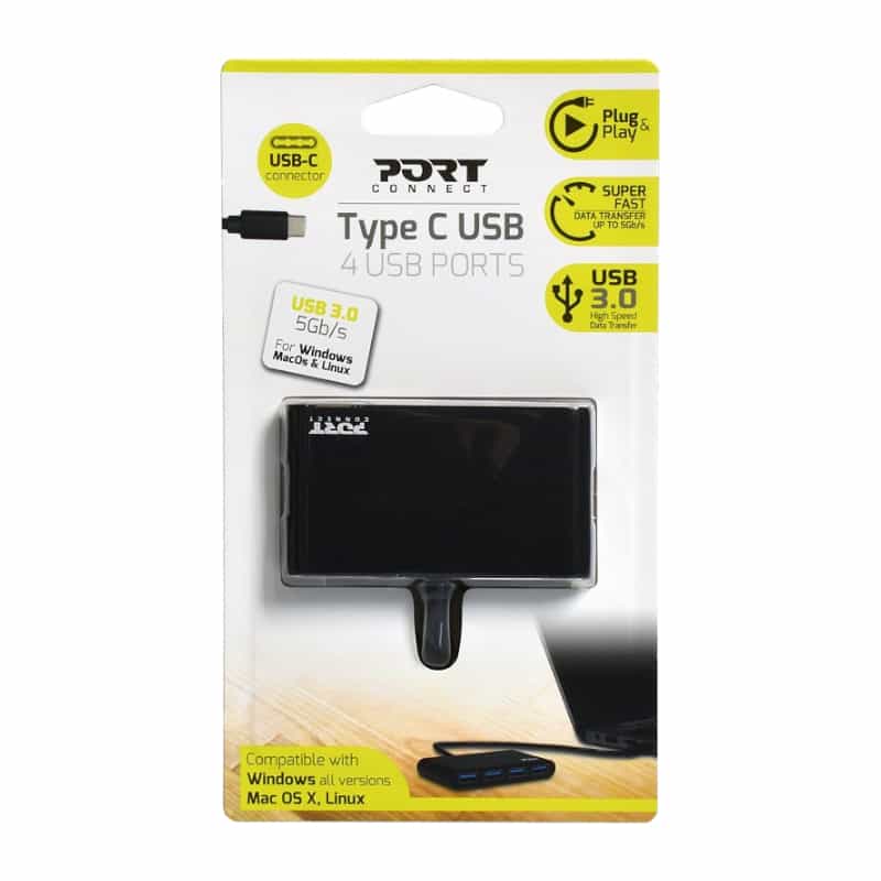 Port USB Type-C to 4 x USB3.0 5Gbps 30cm 4 Port Hub