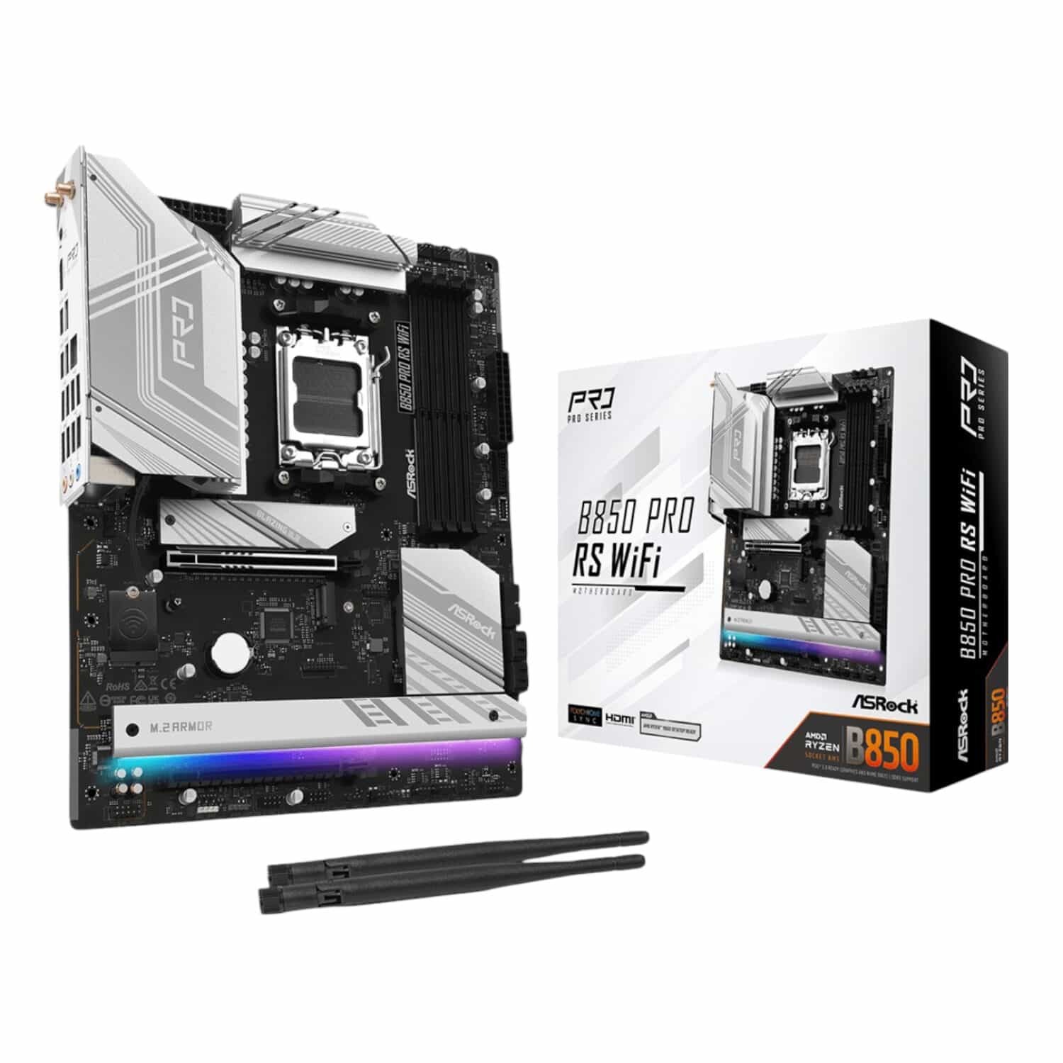 ASRock B850 Pro RS Wi-Fi ATX Motherboard (AMD AM5, DDR5, PCIe 5.0)