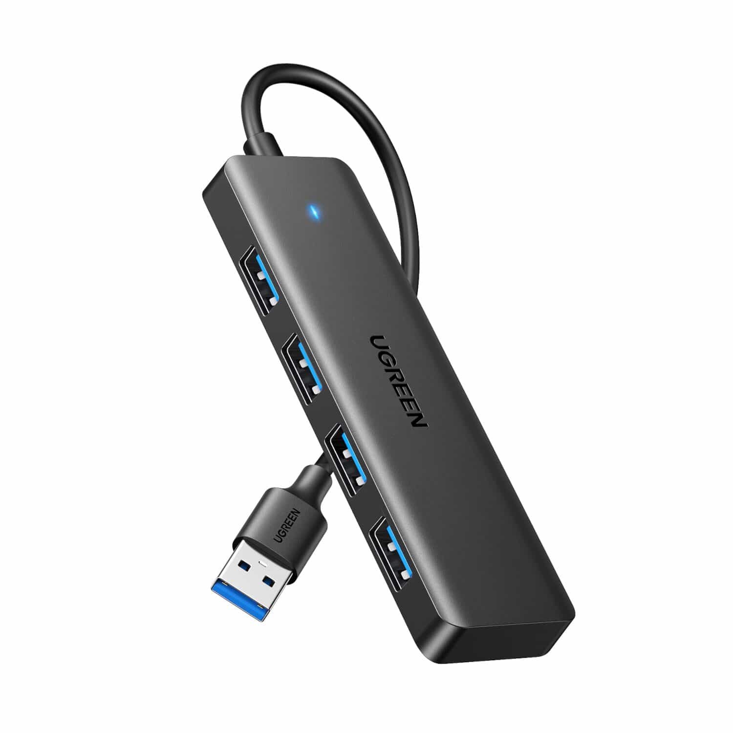 UGREEN 4-in-1 USB 3.0 Hub - High-Speed 5Gbps Data Transfer - Grey