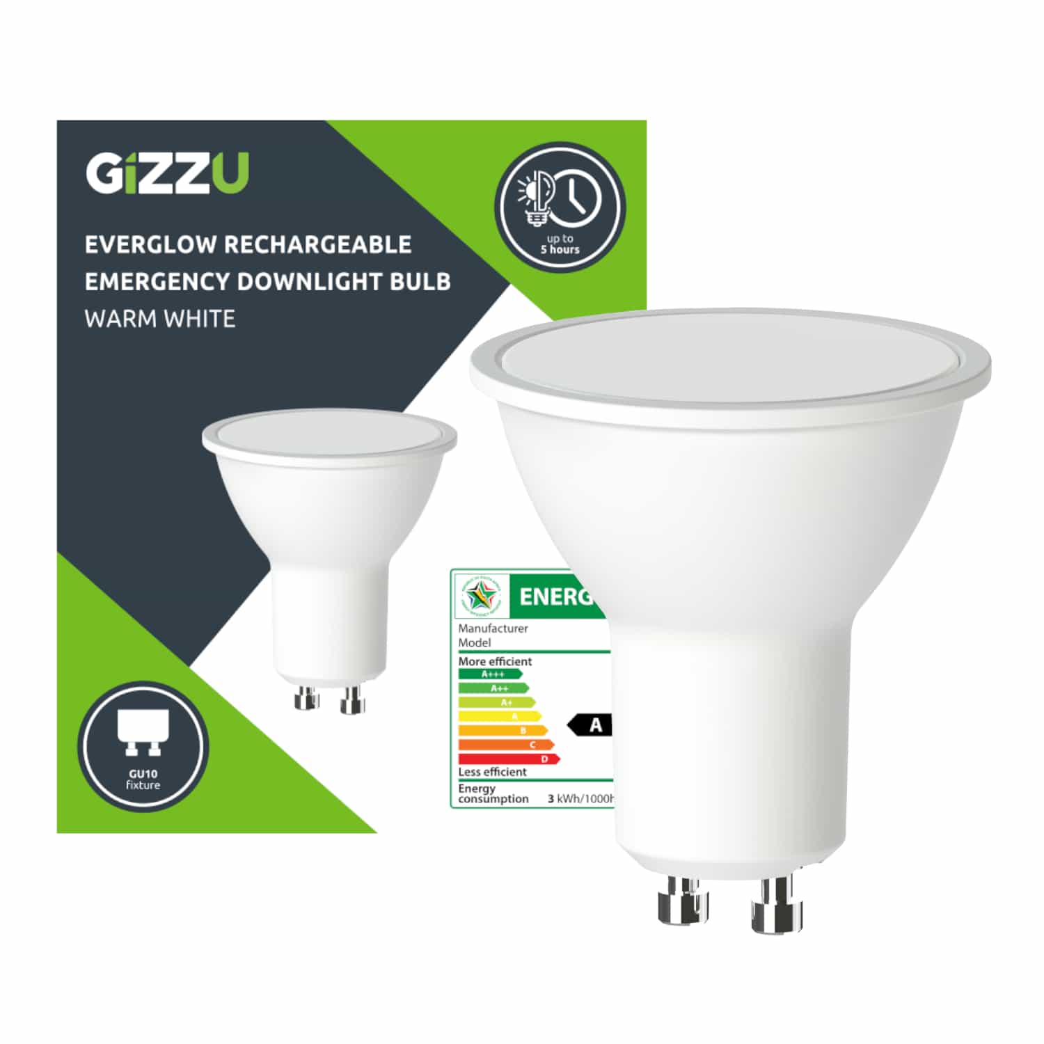 Gizzu Everglow Rechargeable Warm Emergency Downlight Bulb