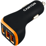 CANYON C-08, Universal 3xUSB car adapter, Input 12V-24V, Output DC USB-A 5V/2.4A(Max) + Type-C PD 18W, with Smart IC, +Orange with rubber coating, 71*39*26.2mm, 0.028kg image 1