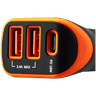 CANYON C-08, Universal 3xUSB car adapter, Input 12V-24V, Output DC USB-A 5V/2.4A(Max) + Type-C PD 18W, with Smart IC, +Orange with rubber coating, 71*39*26.2mm, 0.028kg image 2
