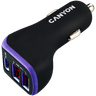 CANYON C-08, Universal 3xUSB car adapter, Input 12V-24V, Output DC USB-A 5V/2.4A(Max) + Type-C PD 18W, with Smart IC, +Purple with rubber coating, 71*39*26.2mm, 0.028kg image 2