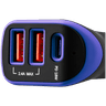 CANYON C-08, Universal 3xUSB car adapter, Input 12V-24V, Output DC USB-A 5V/2.4A(Max) + Type-C PD 18W, with Smart IC, +Purple with rubber coating, 71*39*26.2mm, 0.028kg image 3