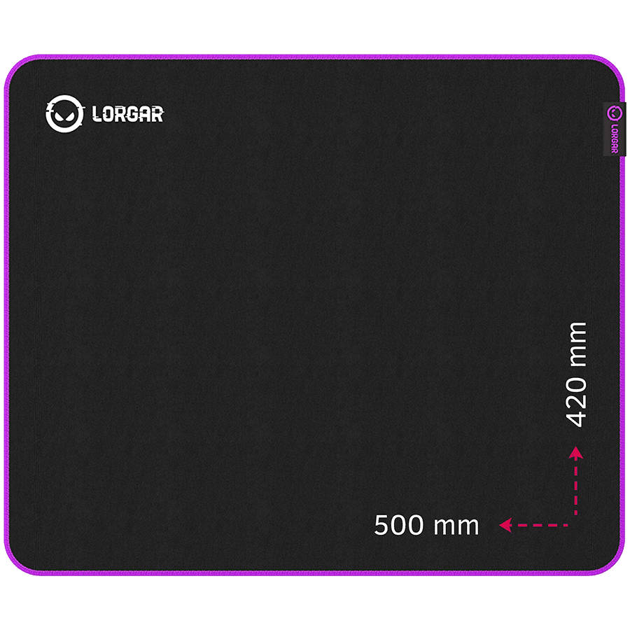Lorgar Main 315, Gaming mouse pad, High-speed surface, anti-slip rubber base, size: 500mm x 420mm x 3mm, weight 0.39kg