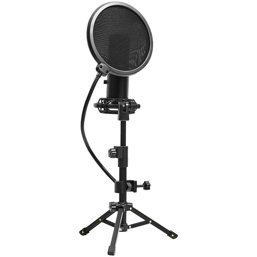 LORGAR Voicer 721, Gaming Microphone, , USB condenser microphone with tripod stand, pop filter, including 1 microphone, 1 Height metal tripod, 1 plastic shock mount, 1 windscreen cap, 1,2m metel type-C USB cable, 1 pop filter, 154.6x56.1mm