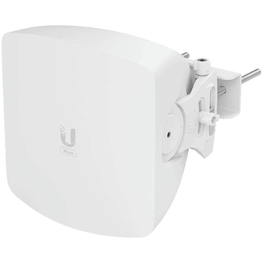 UBIQUITI Wave AP; Max. throughput: 5.4 Gbps (2.7 Gbps duplex); 30° sector coverage; 5 GHz weatherproof backup radio (Max. throughput: 800 Mbps); 2.5 GbE and (1) 10G SFP+ WAN ports; Integrated GPS & Bluetooth; 15 client capacity: Wave Pro (8 km link range), Wave Long-Range (8 km link range), Wave Nano (5 km link range), Wave Pico (1.3 km link range).