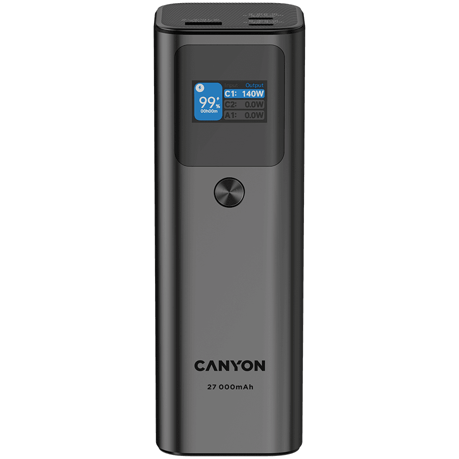 CANYON power bank PB-2010 TFT 27000 mAh 97.2Wh PD140W QC 3.0 Dark