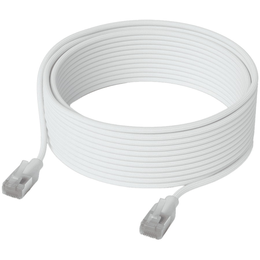 Ubiquiti UniFi UACC-Cable-Patch-EL-C6A-8M-W Premium Patch Cable Ultra-thin braided, designed and optimized for 10 GbE networking, RJ45