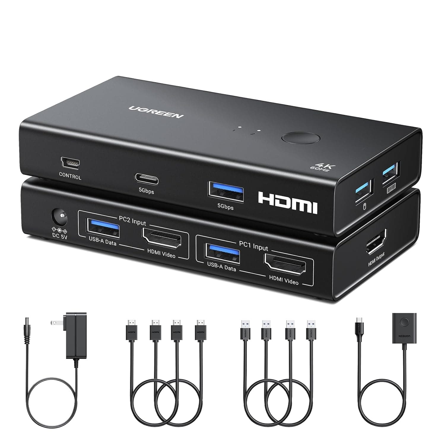 UGREEN 2-In-1 HDMI KVM Switch 4 USB Ports 4K@60Hz