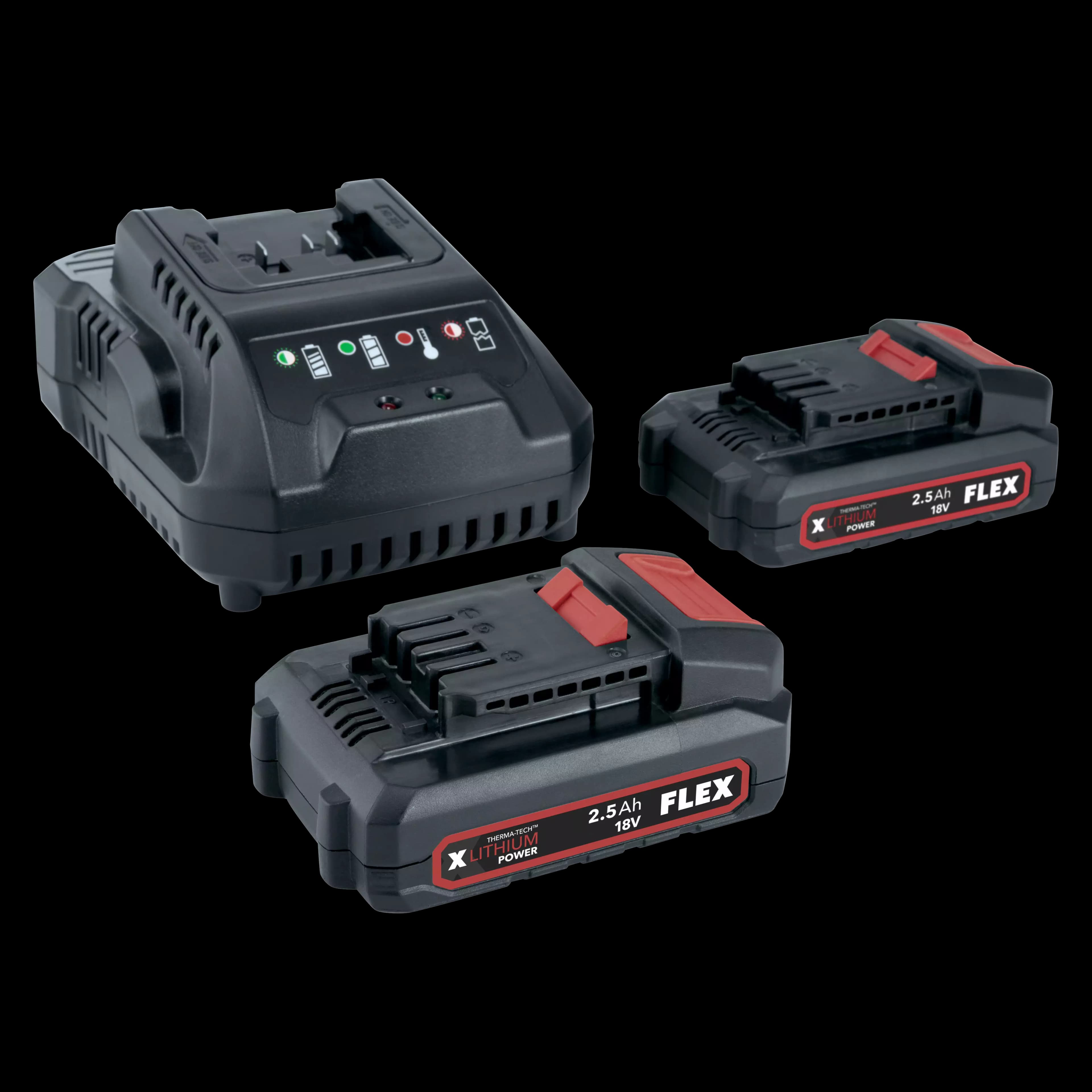 P-Set 22 O 18.0 V charger and two 2.5 Ah Li battery packs