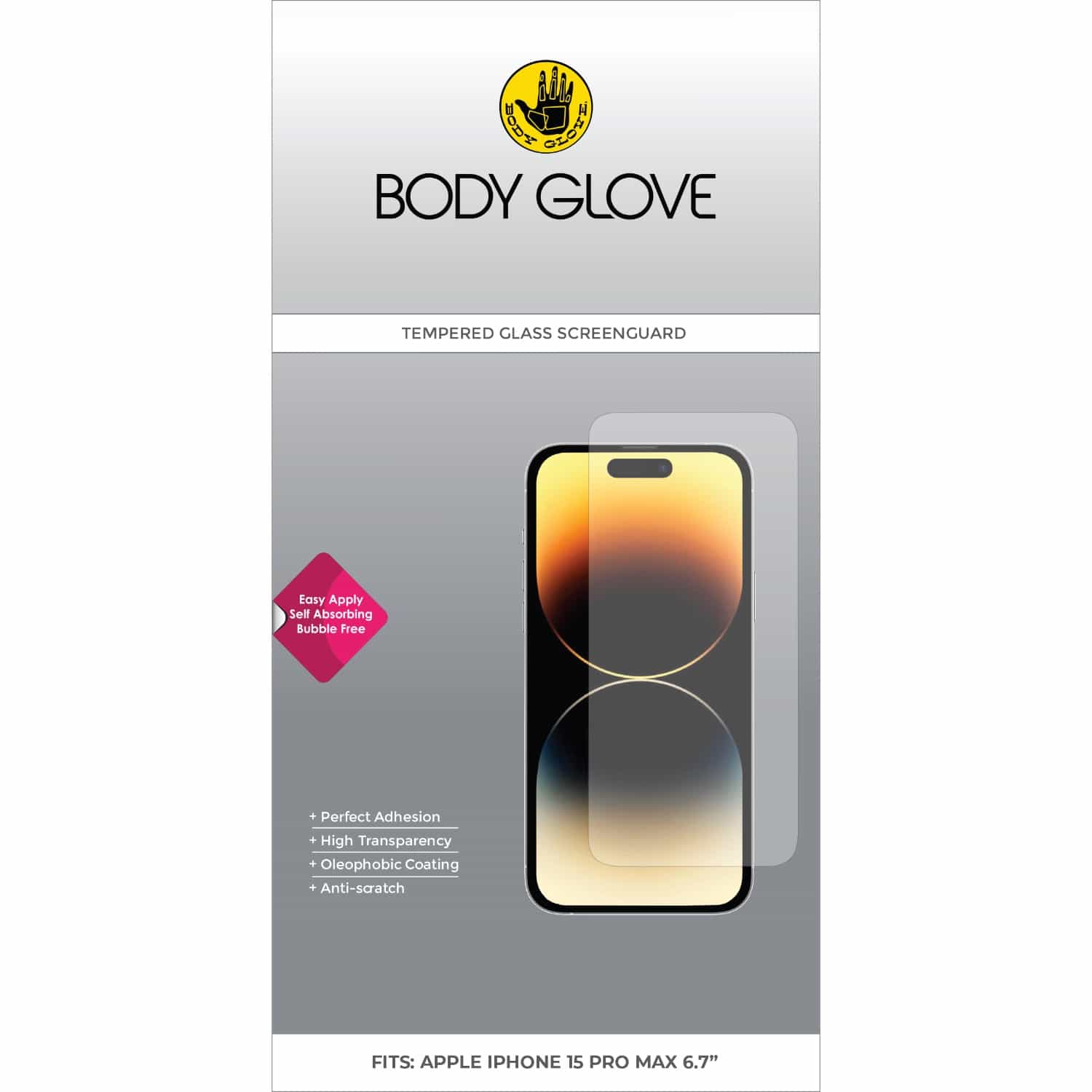 Body Glove Tempered Glass Screen Protector - Apple iPhone 15 Pro Max