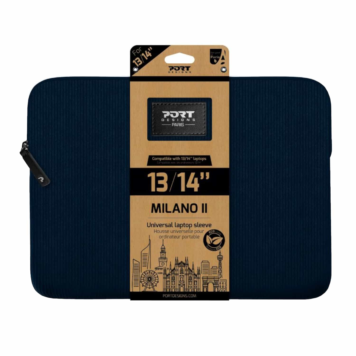 Port Designs Milano II Eco 13/14" Universal Laptop Sleeve - Navy