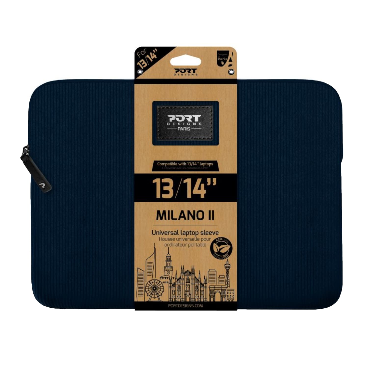 Port Designs Milano II Eco 13/14" Universal Laptop Sleeve - Navy