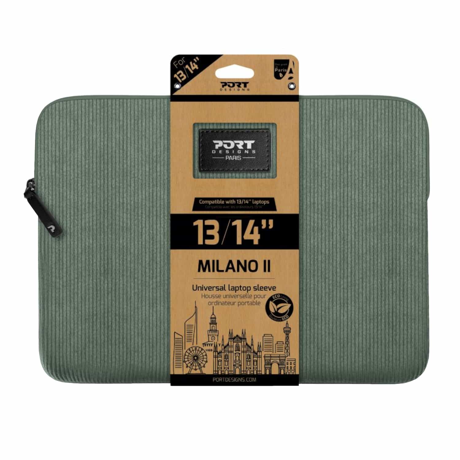 Port Designs Milano II Eco 13/14" Universal Laptop Sleeve - Sage