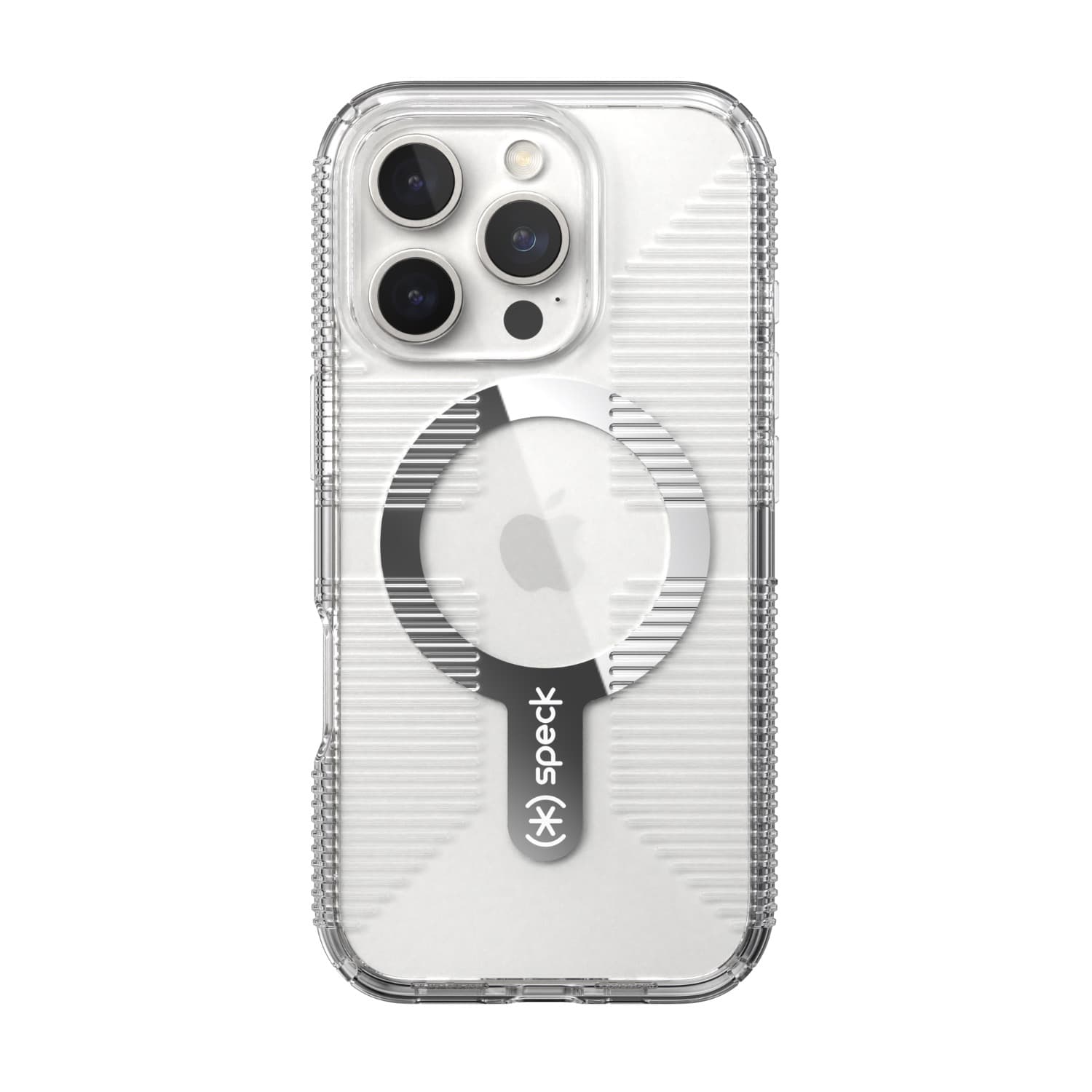 Speck Gemshell Grip MagSafe Case - Apple iPhone 16 Pro - Clear & Chrome