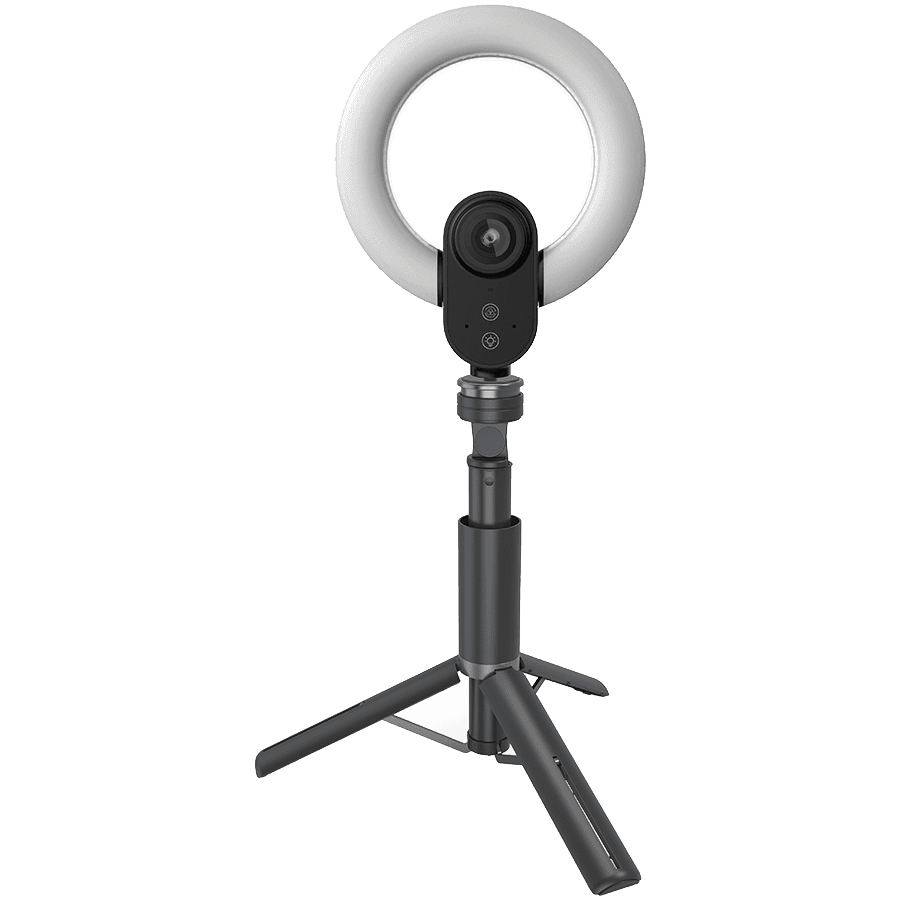 LORGAR Circulus 910, Streaming web camera, 5MP 2592X1944 max resolution, up to 60fps, 1/2.8", Sony STARVIS CMOS image sensor, full glass lens, 5.5'' built-in ring light (1700-14 000K), foldable tripod, auto focus, dual microphones with AI noise reduction, USB Type C, size: 470*133*115mm, 0.525kg, +white