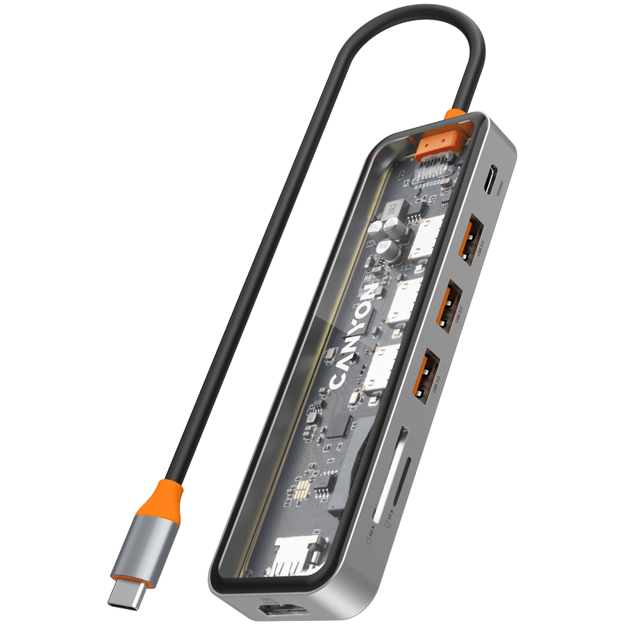 CANYON hub DS-13 7in1 4k USB-C Transparent