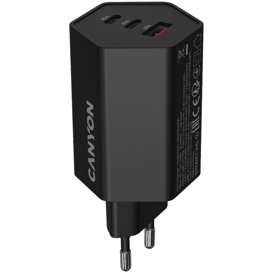 CANYON charger HEXAGON 65 GaN 65W 2xPD 1xQC EU