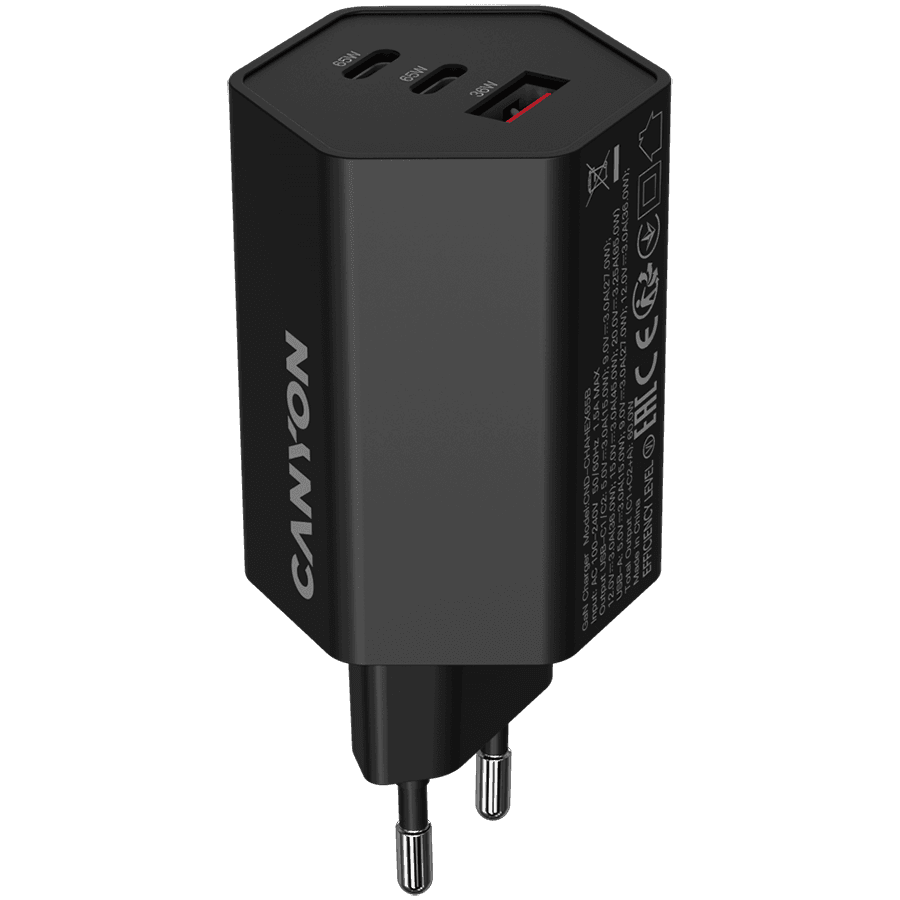 CANYON charger HEXAGON 65 GaN 65W 2xPD 1xQC EU