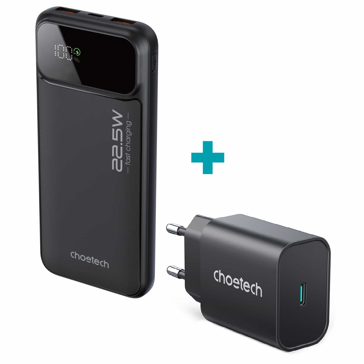 Choetech 10000mAh 22.5W Power Bank + 1 Port 25W Wall Charger