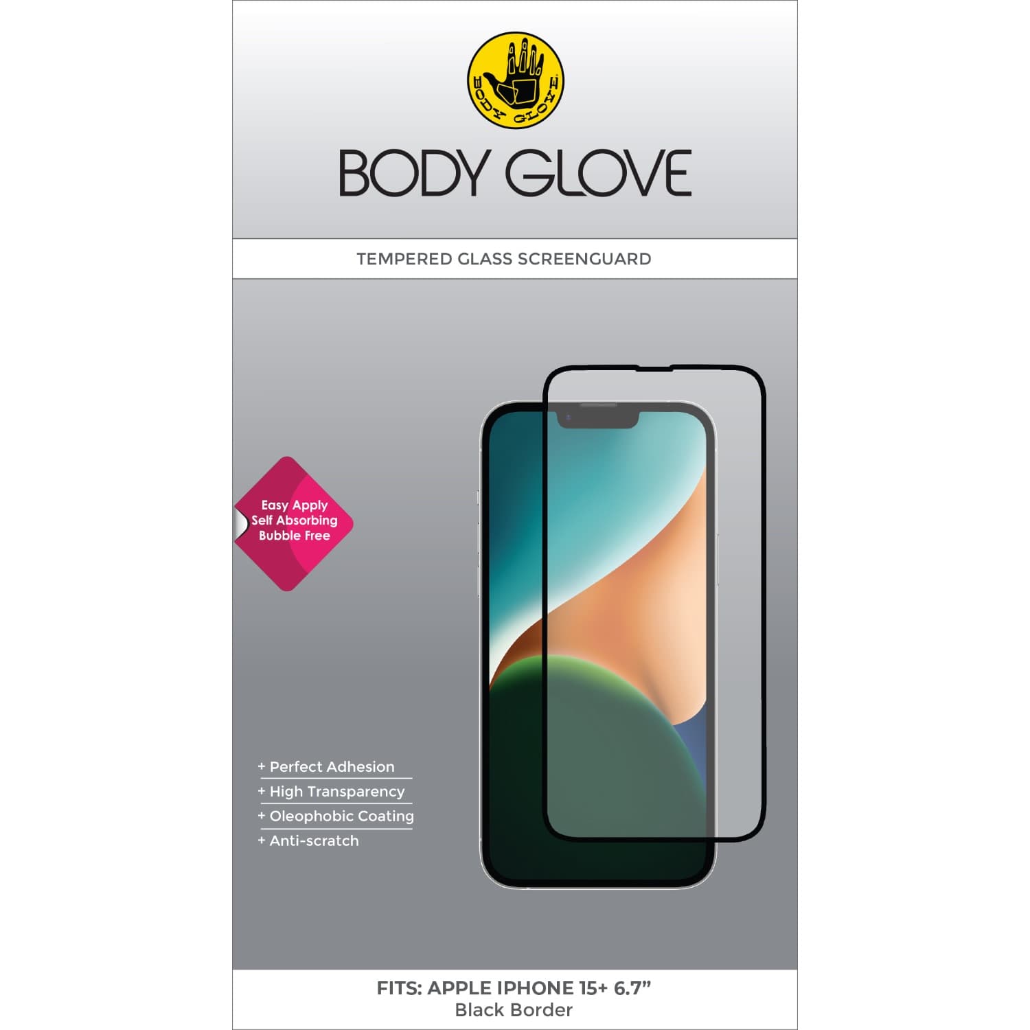 Body Glove Tempered Glass Screen Protector - Apple iPhone 16 Plus / iPhone 15 Plus