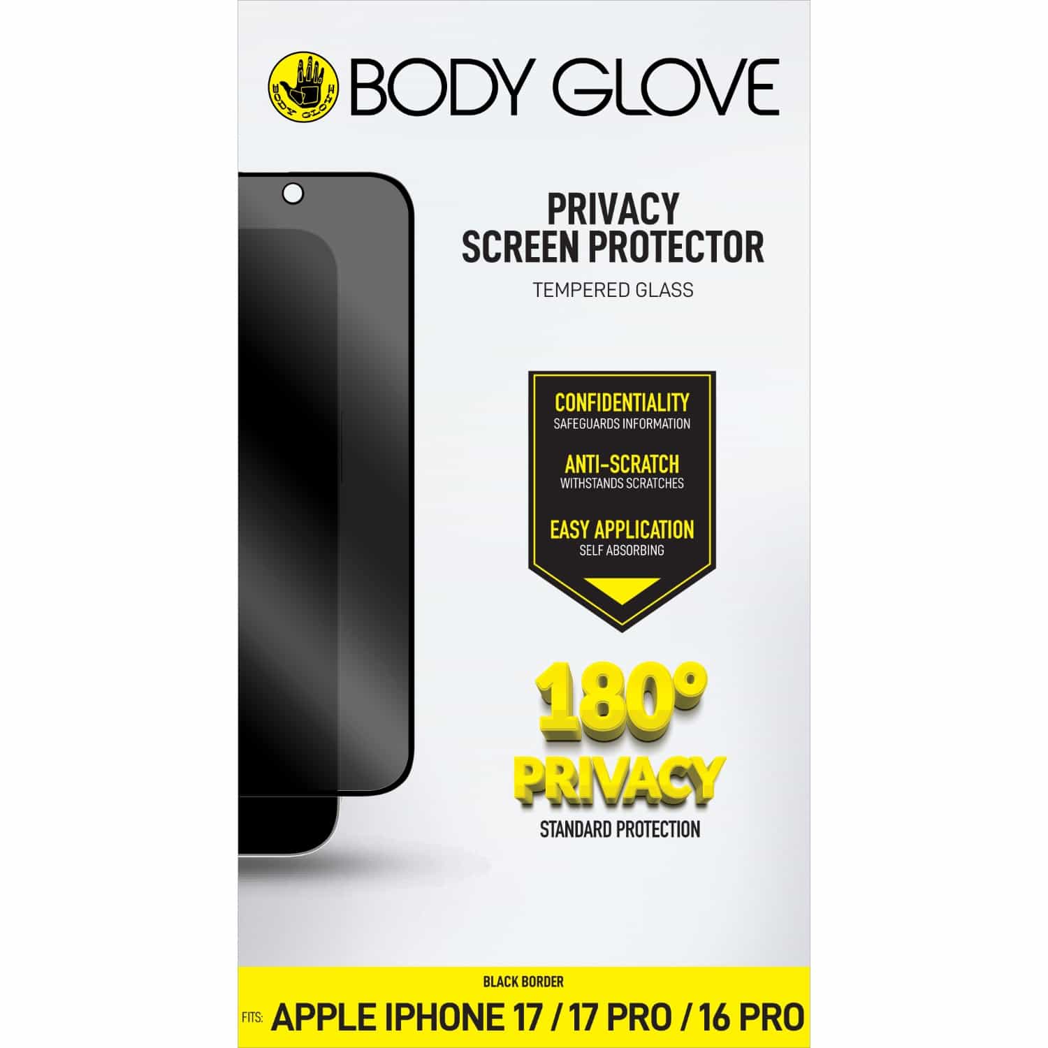 Body Glove Privacy Tempered Glass Screen Protector - Apple iPhone 17/17 Pro/16 Pro