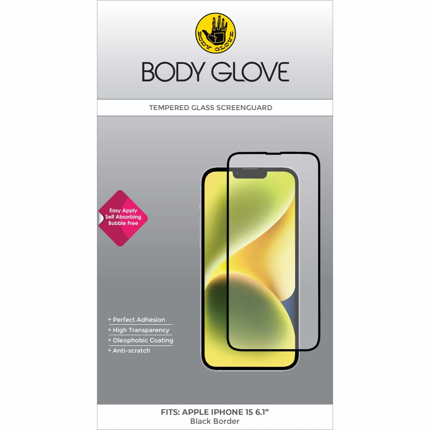 Body Glove Tempered Glass Screen Protector - Apple iPhone 16 / iPhone 15