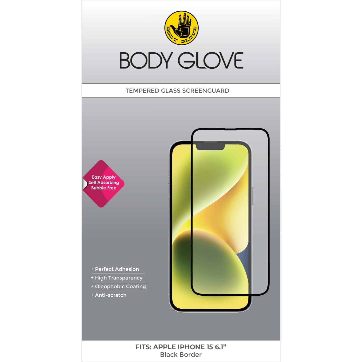 Body Glove Tempered Glass Screen Protector - Apple iPhone 16 / iPhone 15