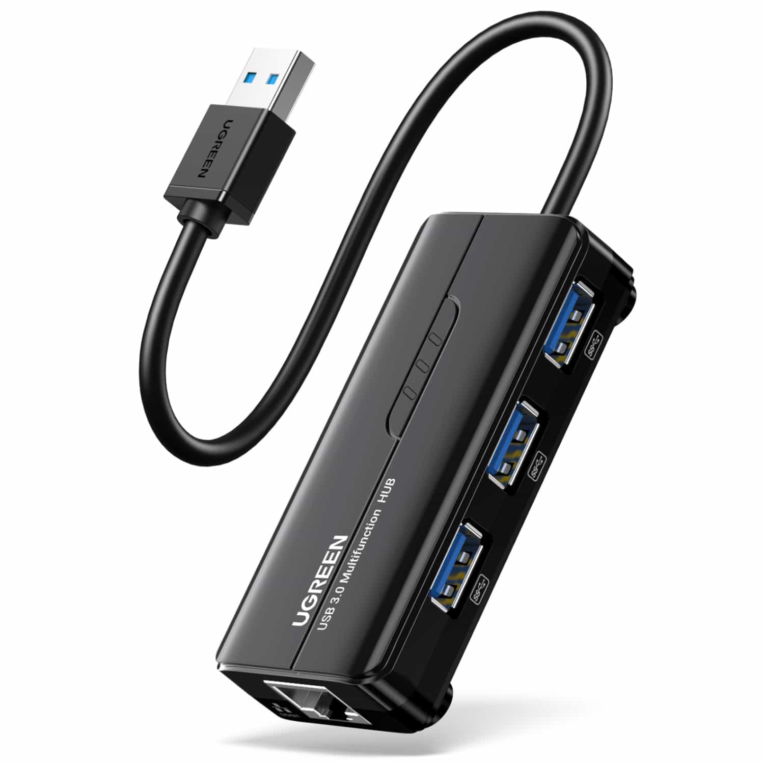 UGREEN USB Type-A Male to Ethernet Adapter with 3-Port USB Hub