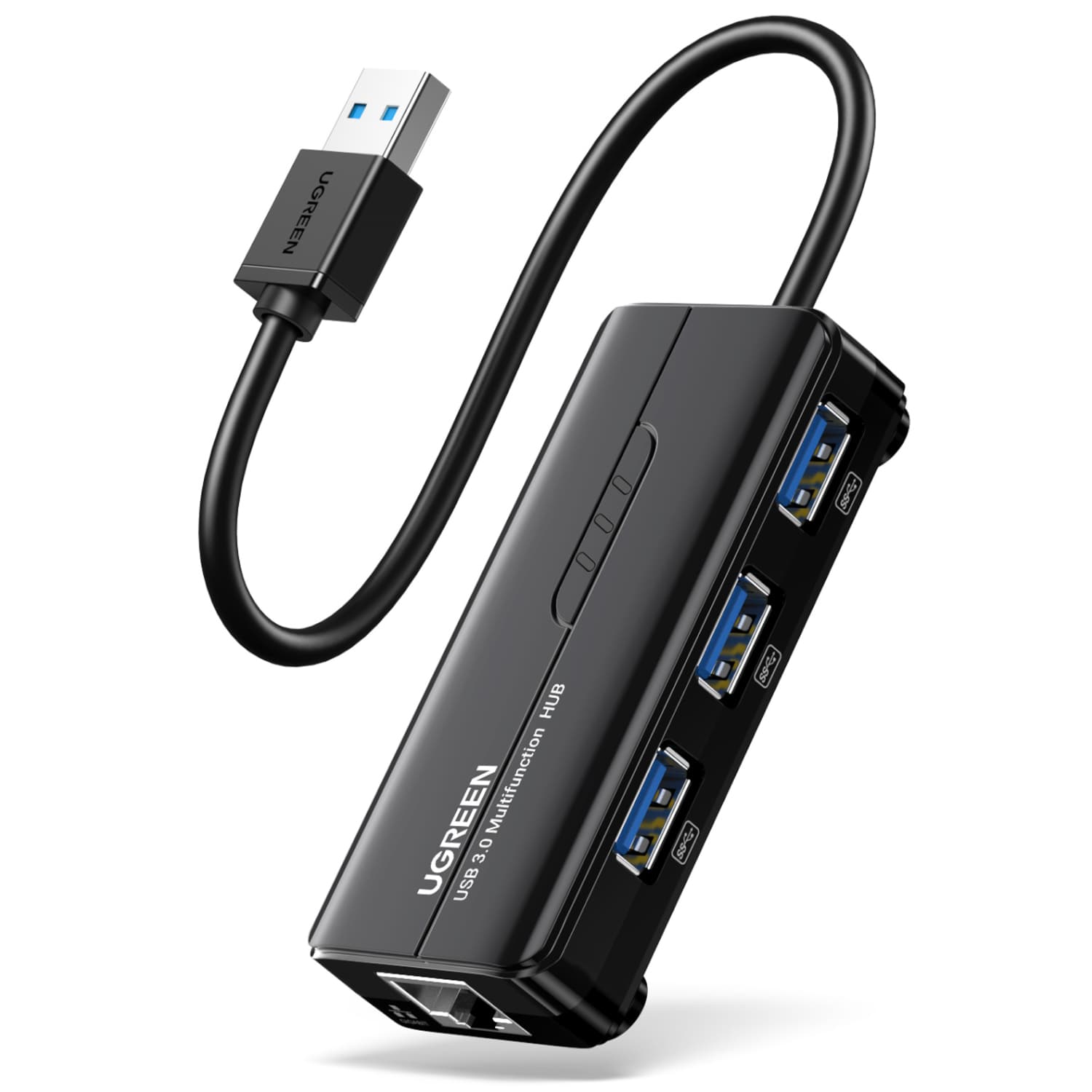 UGREEN USB Type-A Male to Ethernet Adapter with 3-Port USB Hub