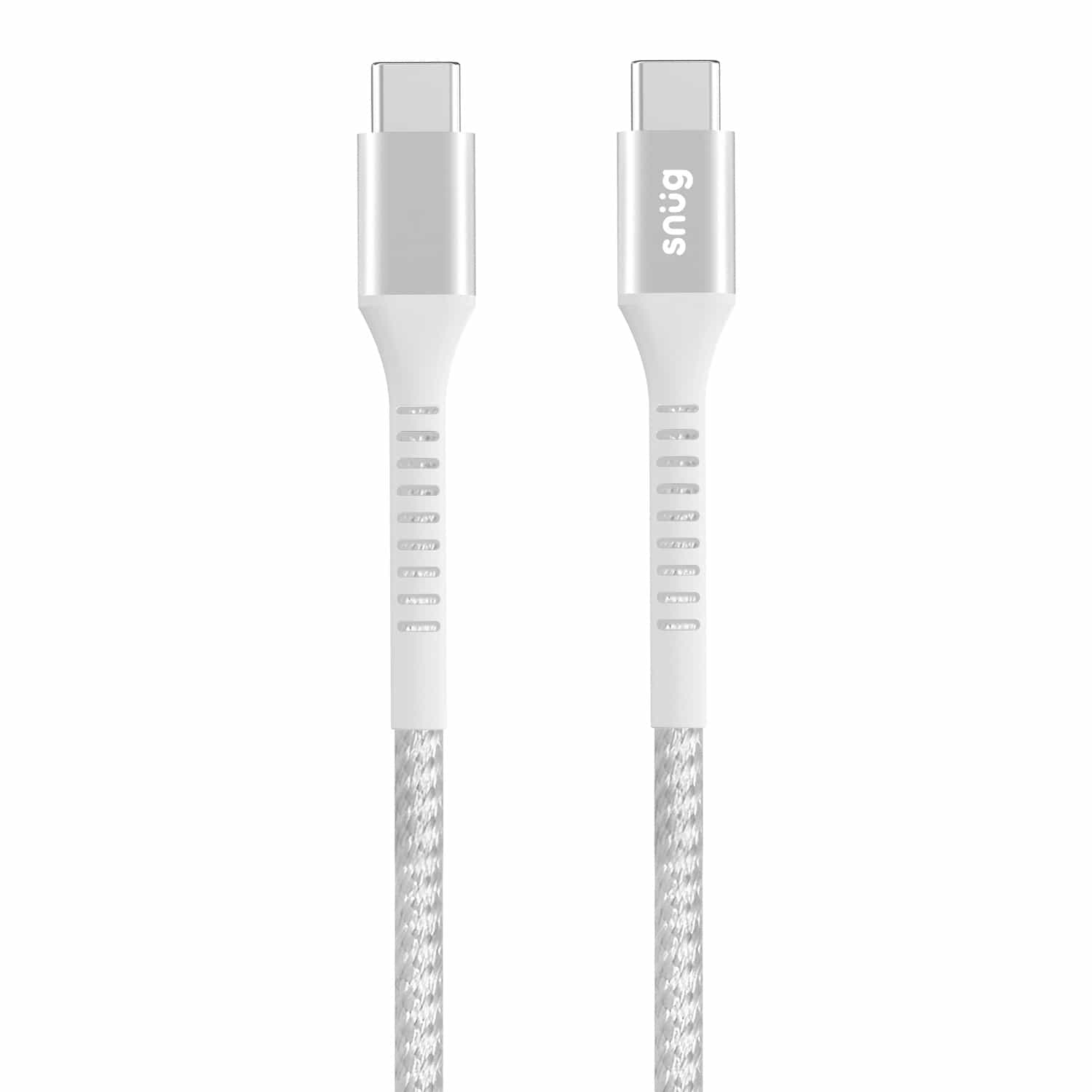 Snug Type-C To Type-C Nylon Braided Cable 60W - 1.2 Metre - White/