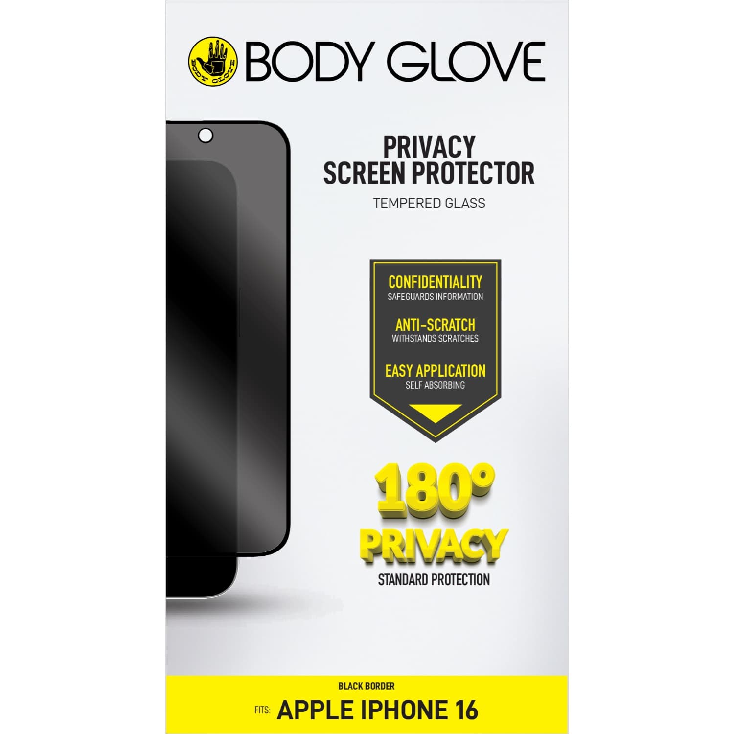 Body Glove Privacy Tempered Glass Screen Protector - Apple iPhone 16 / iPhone 15