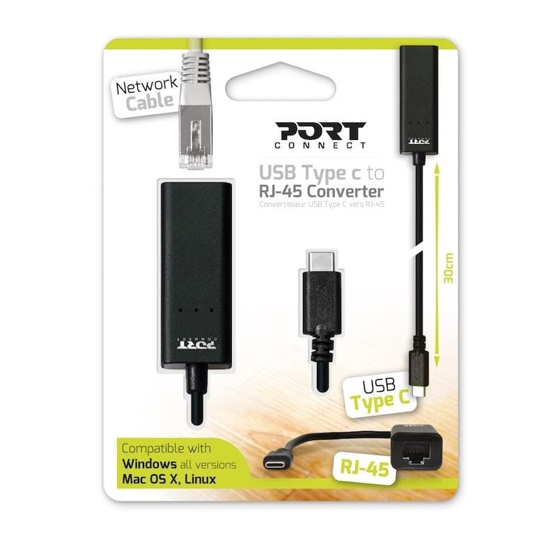Port USB Type-C to RJ45 5Gbps 30cm Adapter