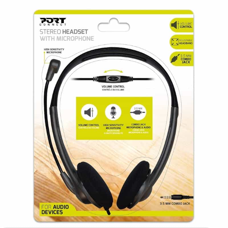Port Stereo Headset with Mic with 1.2m Cable|1 x 3.5mm|Volume Controller