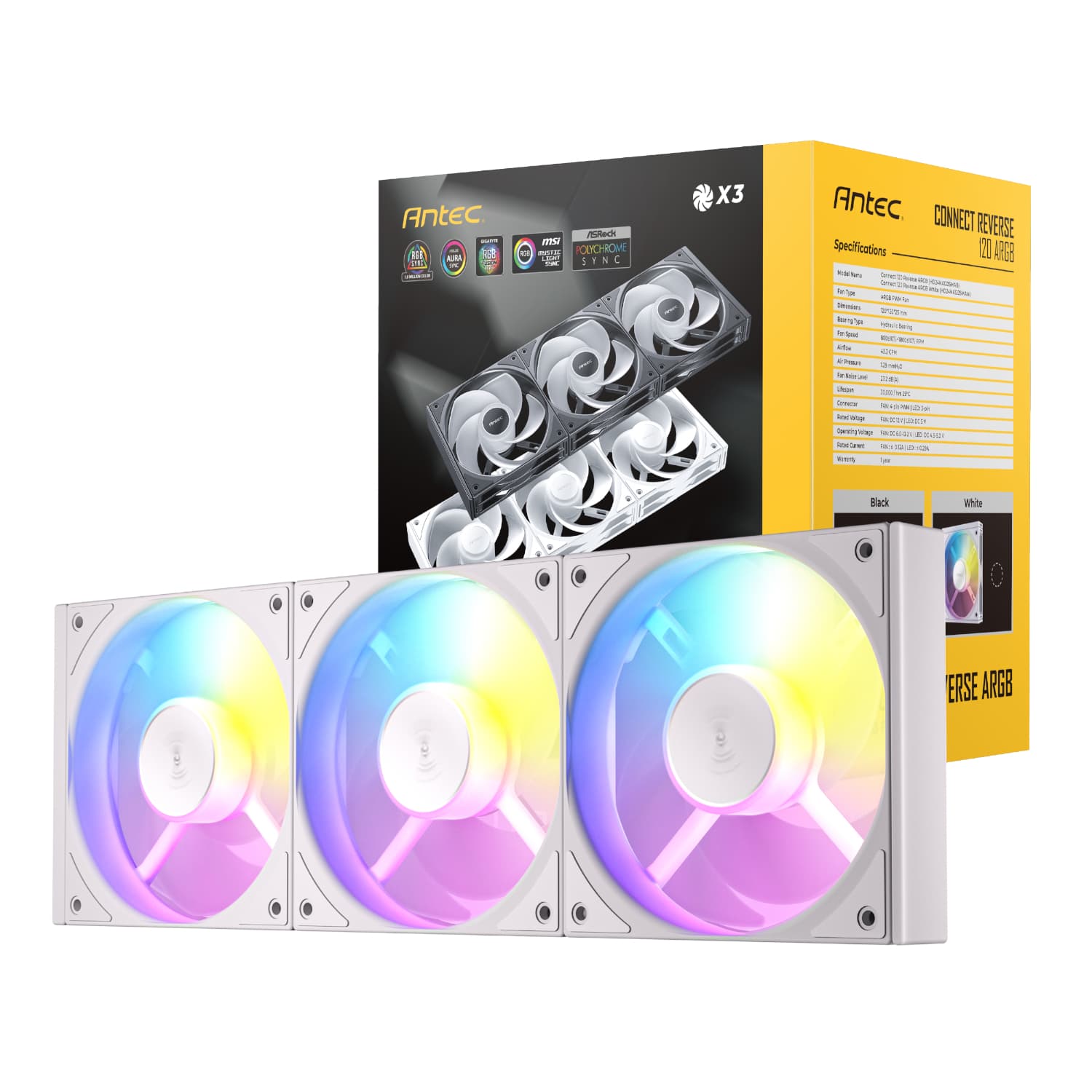 Antec Connect 120 Reverse ARGB PWM Fan 3 Pack