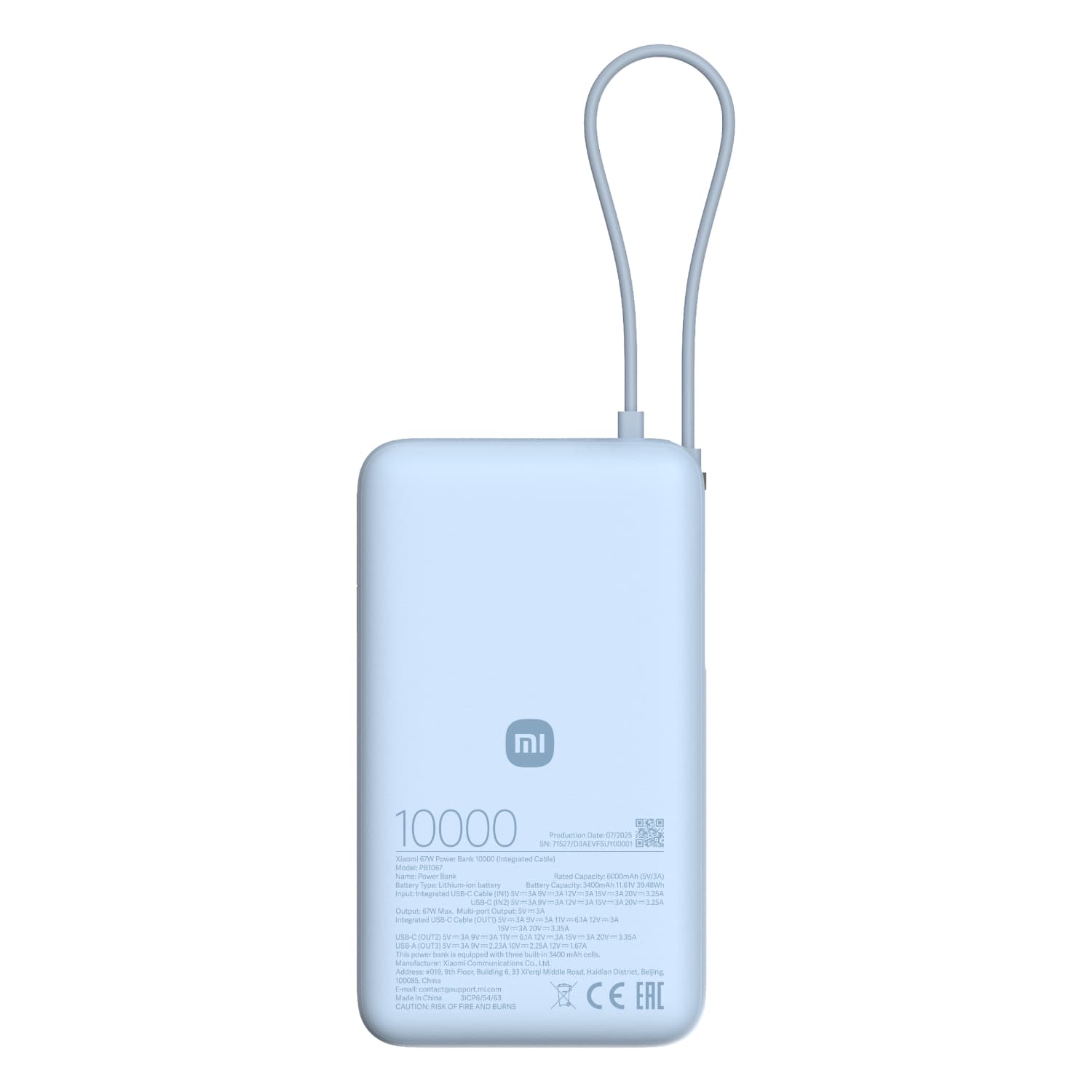 Xiaomi 67W Power Bank 10000mAh (Integrated Cable) - Ice