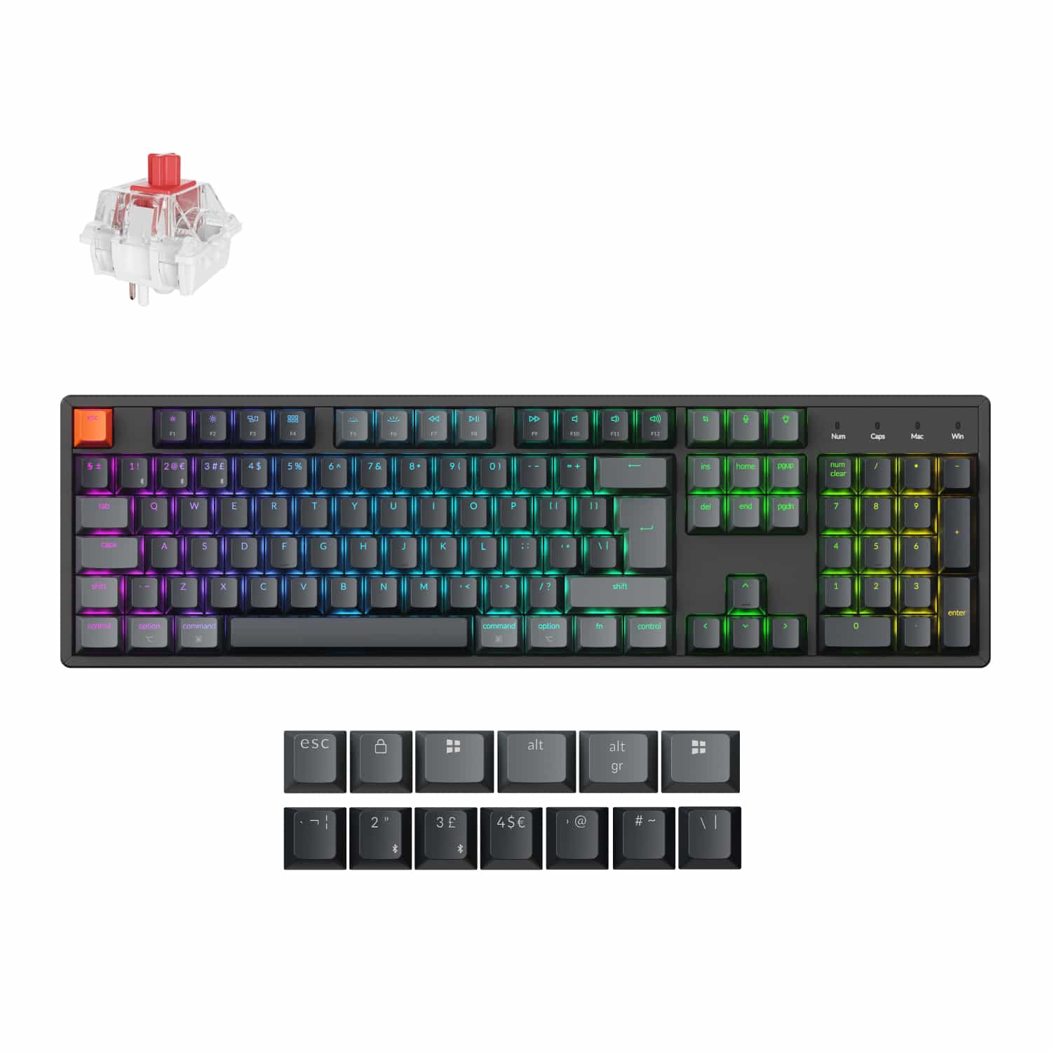 Keychron K10 QMK Full-size RGB Wireless Custom Mechanical Keyboard V.2 (Super RED Switch)