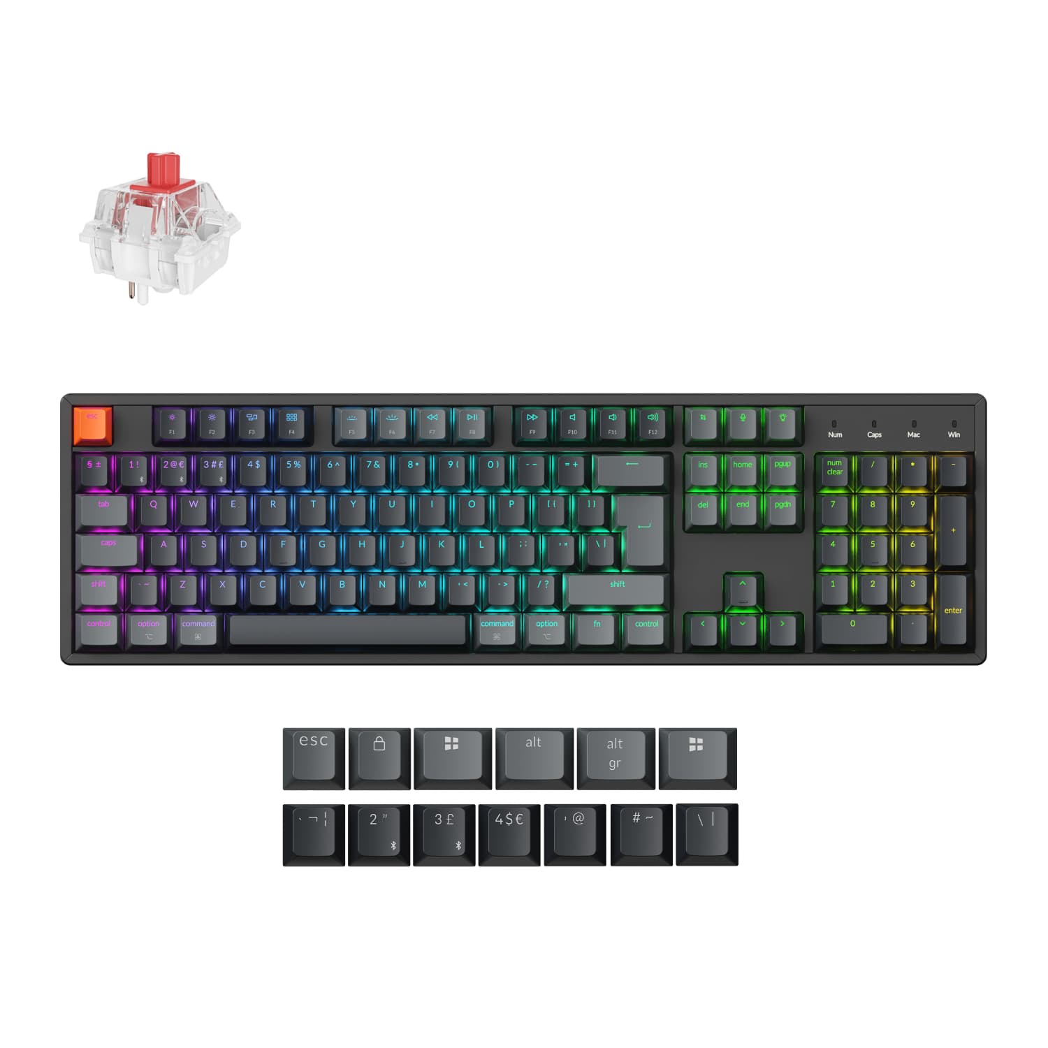 Keychron K10 QMK Full-size RGB Wireless Custom Mechanical Keyboard V.2 (Super RED Switch)