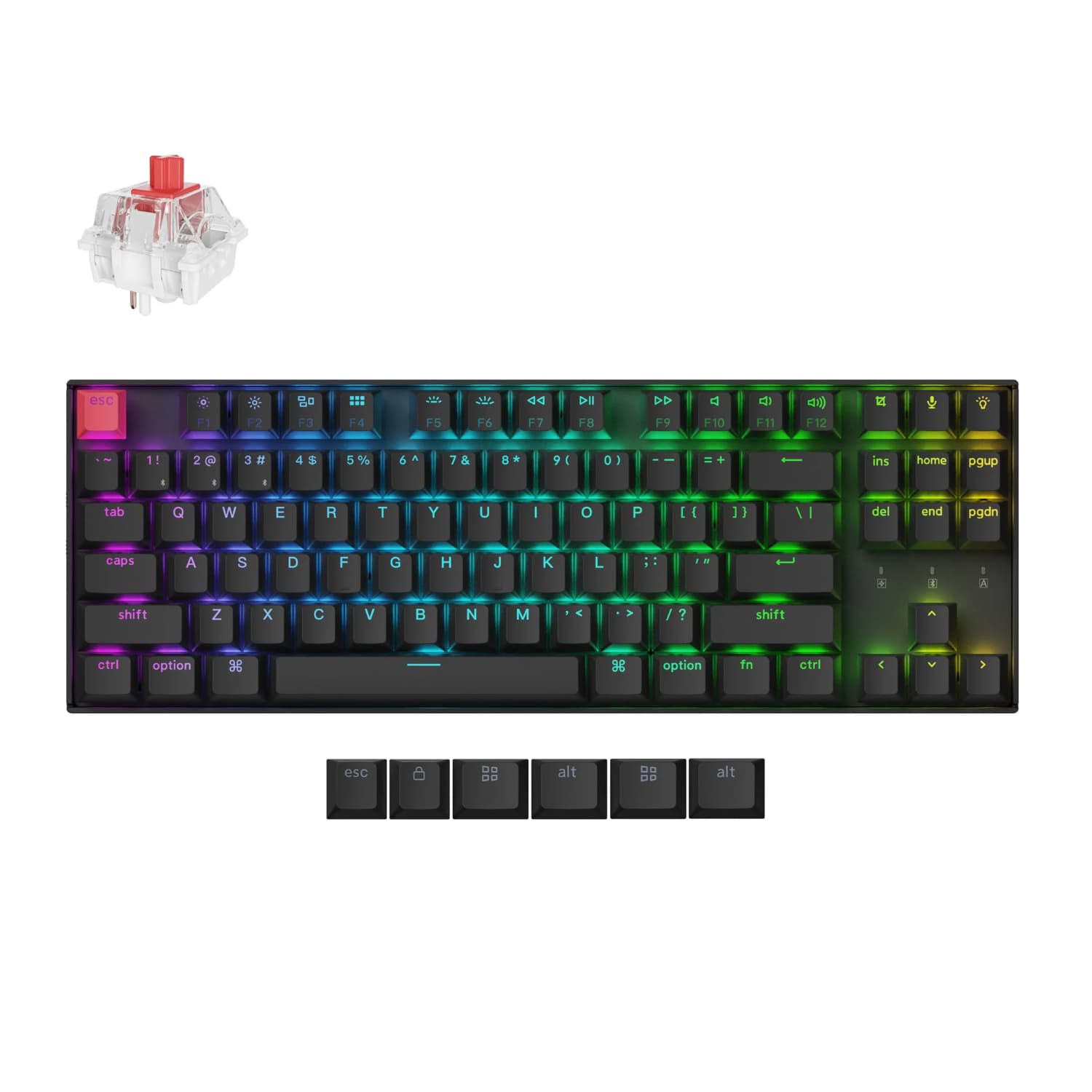 Keychron K8 QMK 80% TKL Wireless Mechanical Keyboard V2 Red Switches