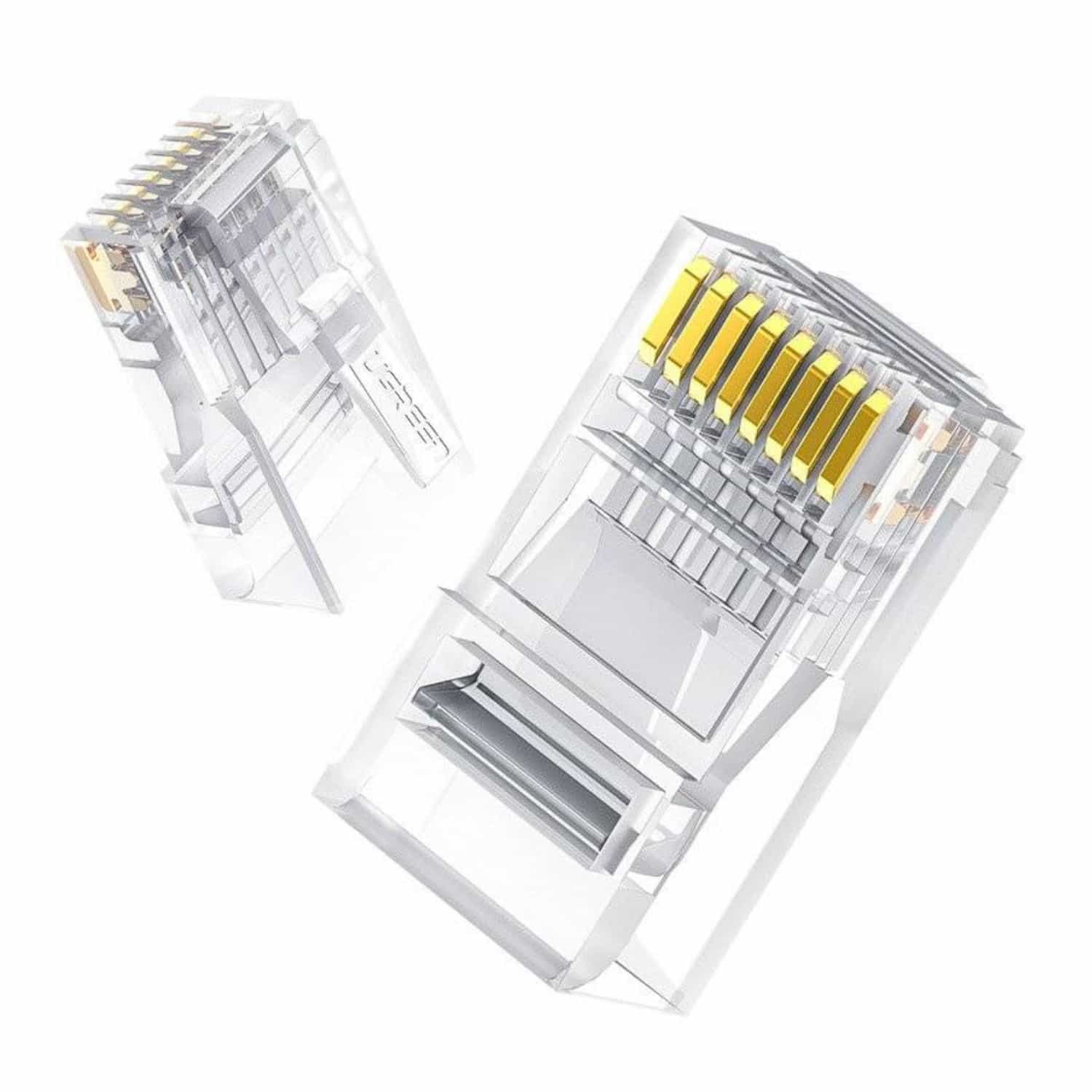 UGREEN Cat6 RJ45 Modular Plugs - Transparent with Contacts (10 Pieces)