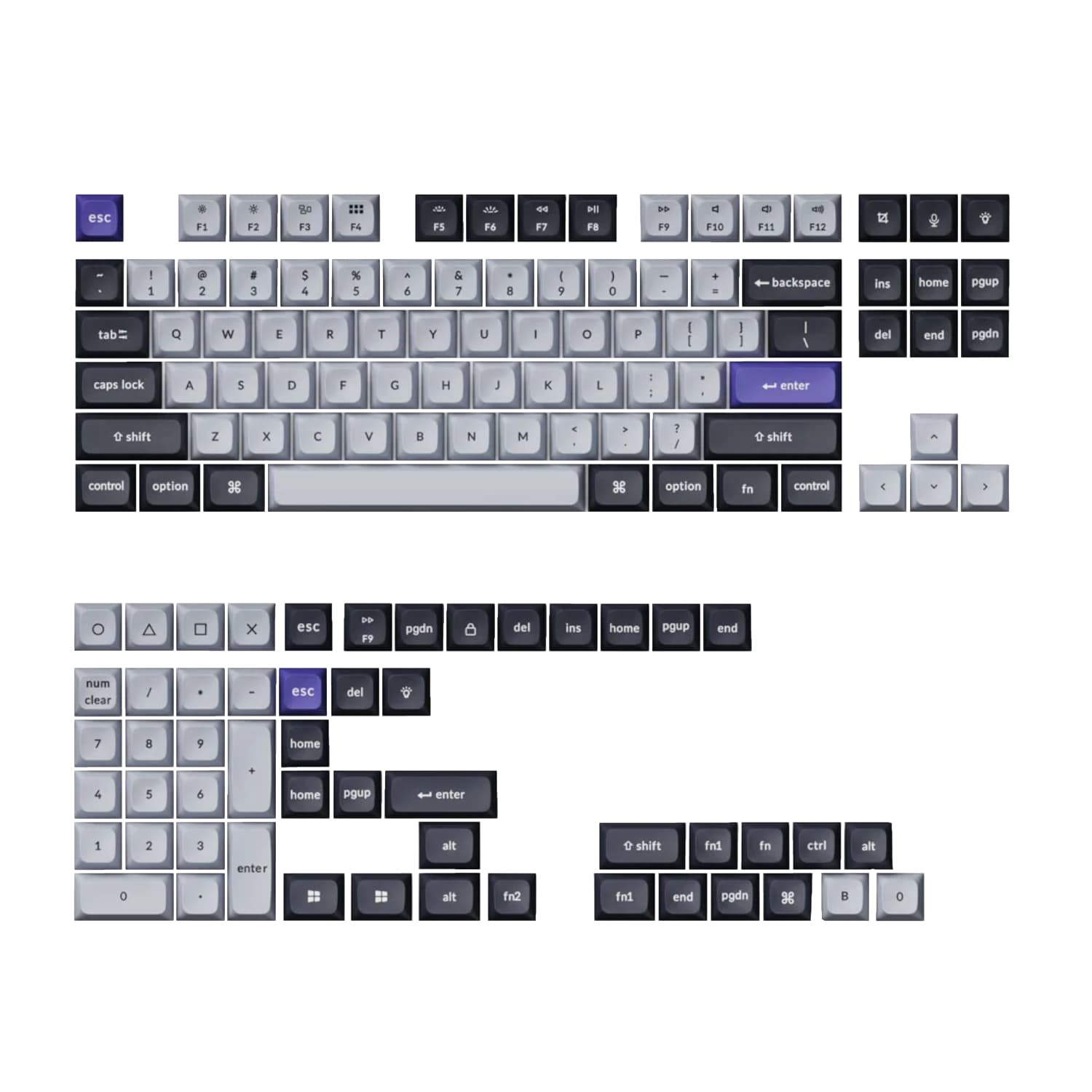 Keychron Double Shot KSA PBT Keycap Set - Dark Grey/ Smoke