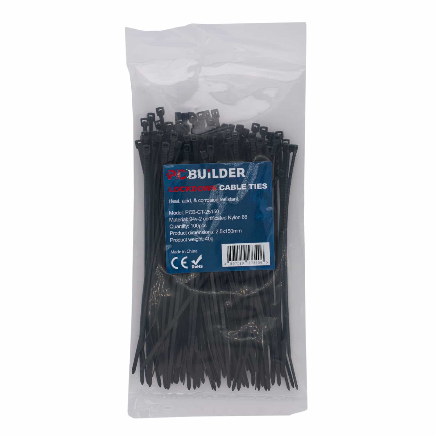 PCBuilder LOCKDOWN 150mm Cable Ties (100 pcs)