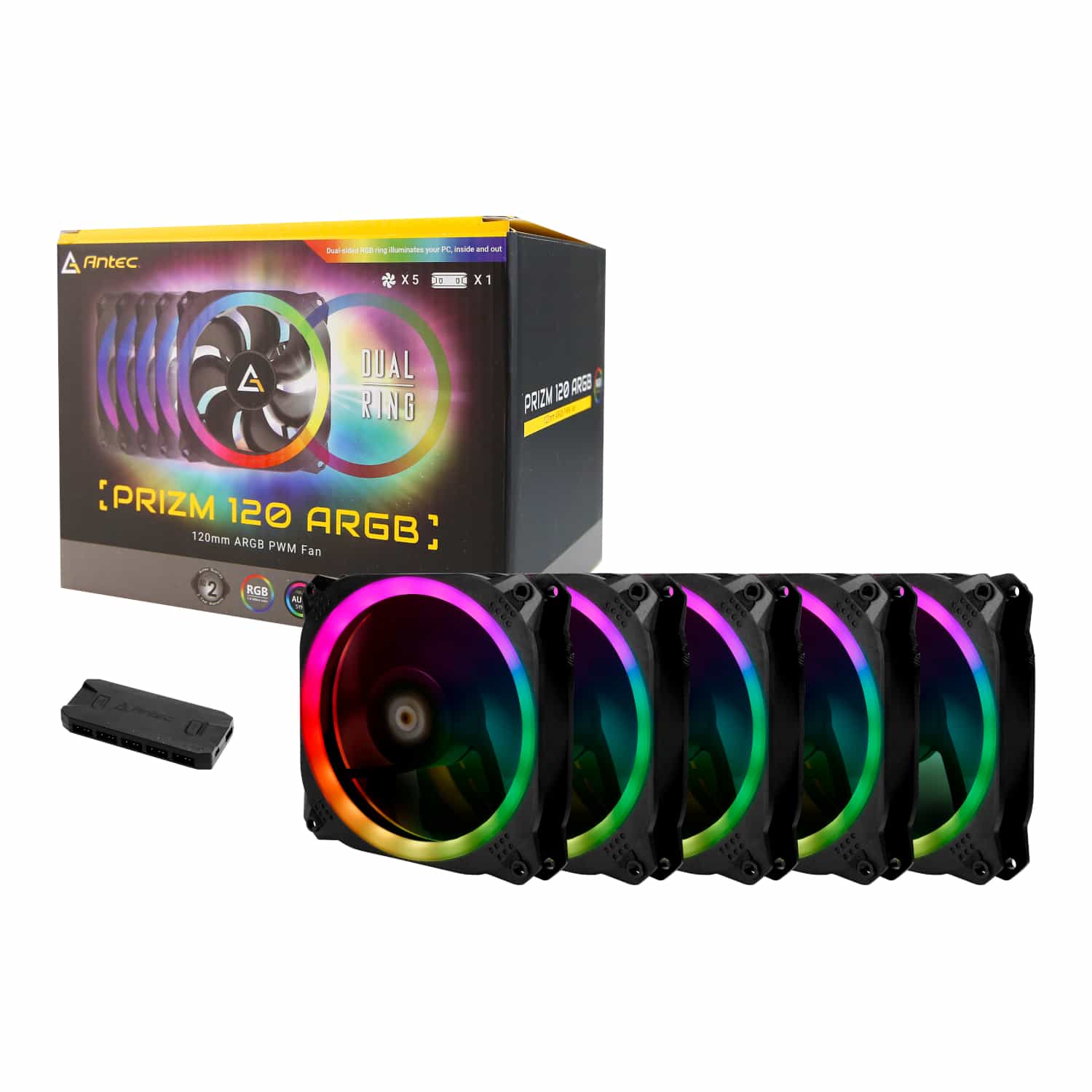 Antec Prizm 120 ARGB Case Fan 5 Pack + Controller